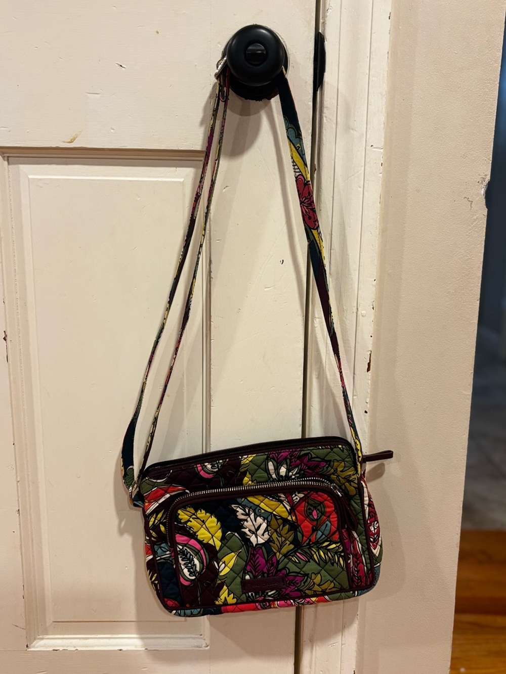 Vera Bradley Green Floral Quilted Crossbody with Multicolor Accents